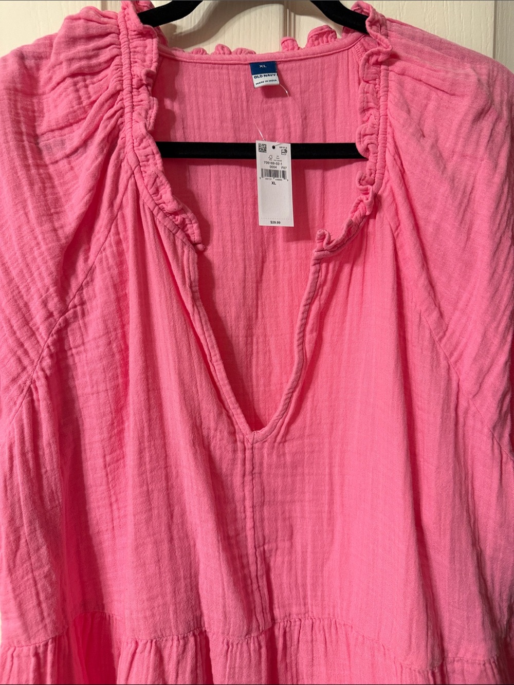 Old Navy Hot Pink Gauze V-Neck Mini Dress - Picture 3 of 5